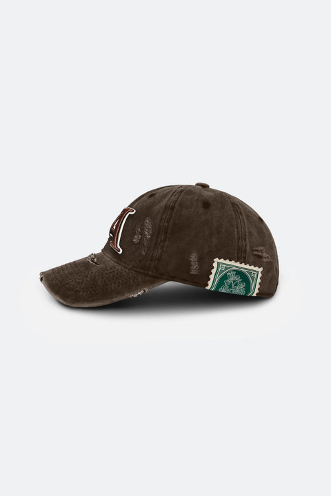 APOSTLES A006 / WASHED DISTRESSED LETTER A CAP - COFFEE - GROGROCERY