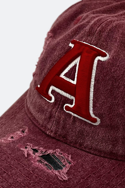 APOSTLES A006 / WASHED DISTRESSED LETTER A CAP - MAROON - GROGROCERY