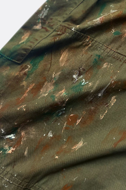 APOSTLES B003 / PAINT SPLATTERED CARGO PANTS - OLIVE - GROGROCERY