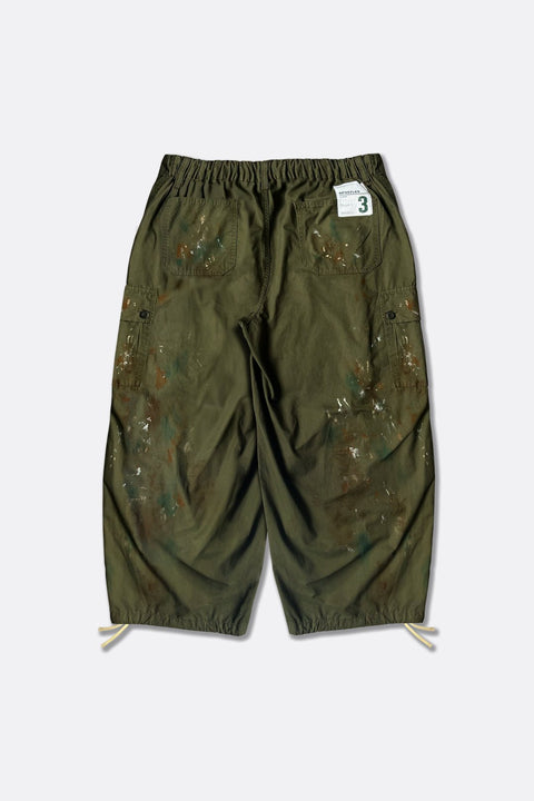 APOSTLES B003 / PAINT SPLATTERED CARGO PANTS - OLIVE - GROGROCERY