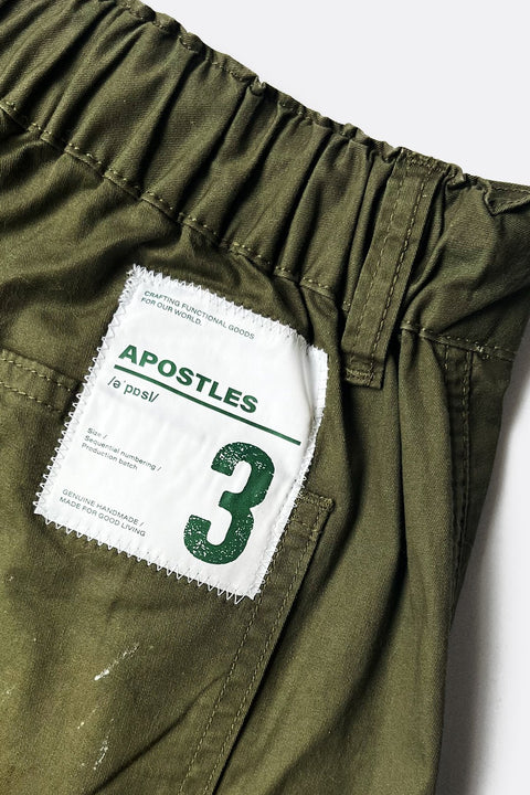 APOSTLES B003 / PAINT SPLATTERED CARGO PANTS - OLIVE - GROGROCERY