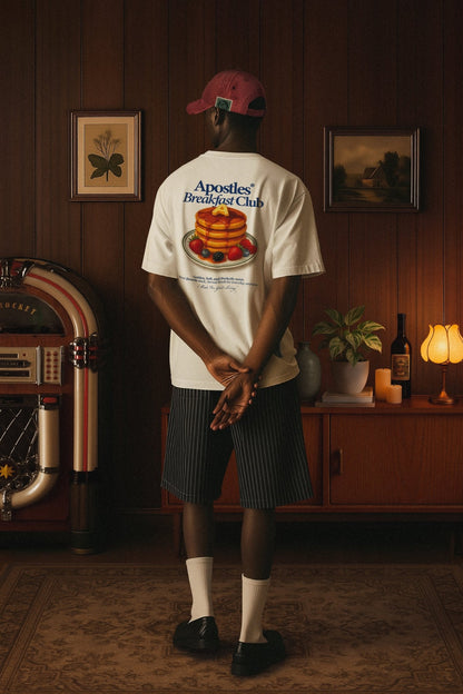 APOSTLES BREAKFAST CLUB GOLDEN STACK TEE – WHITE - GROGROCERY