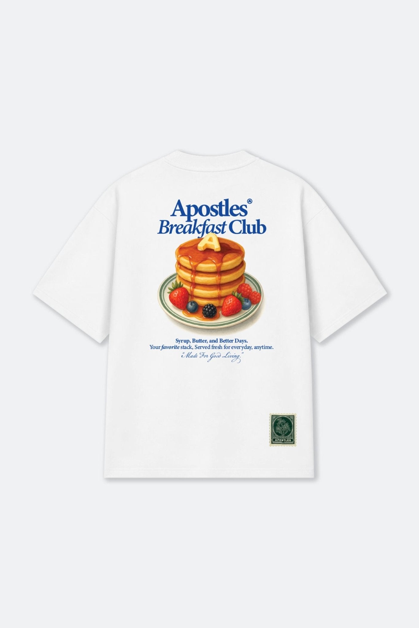 APOSTLES BREAKFAST CLUB GOLDEN STACK TEE – WHITE - GROGROCERY