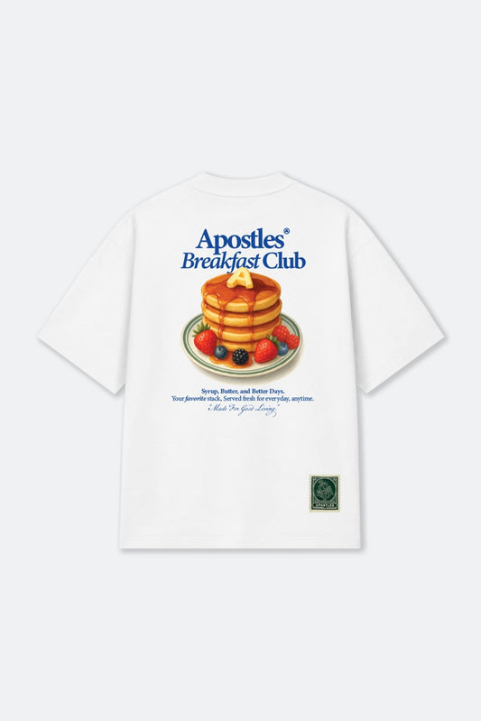APOSTLES BREAKFAST CLUB GOLDEN STACK TEE – WHITE - GROGROCERY