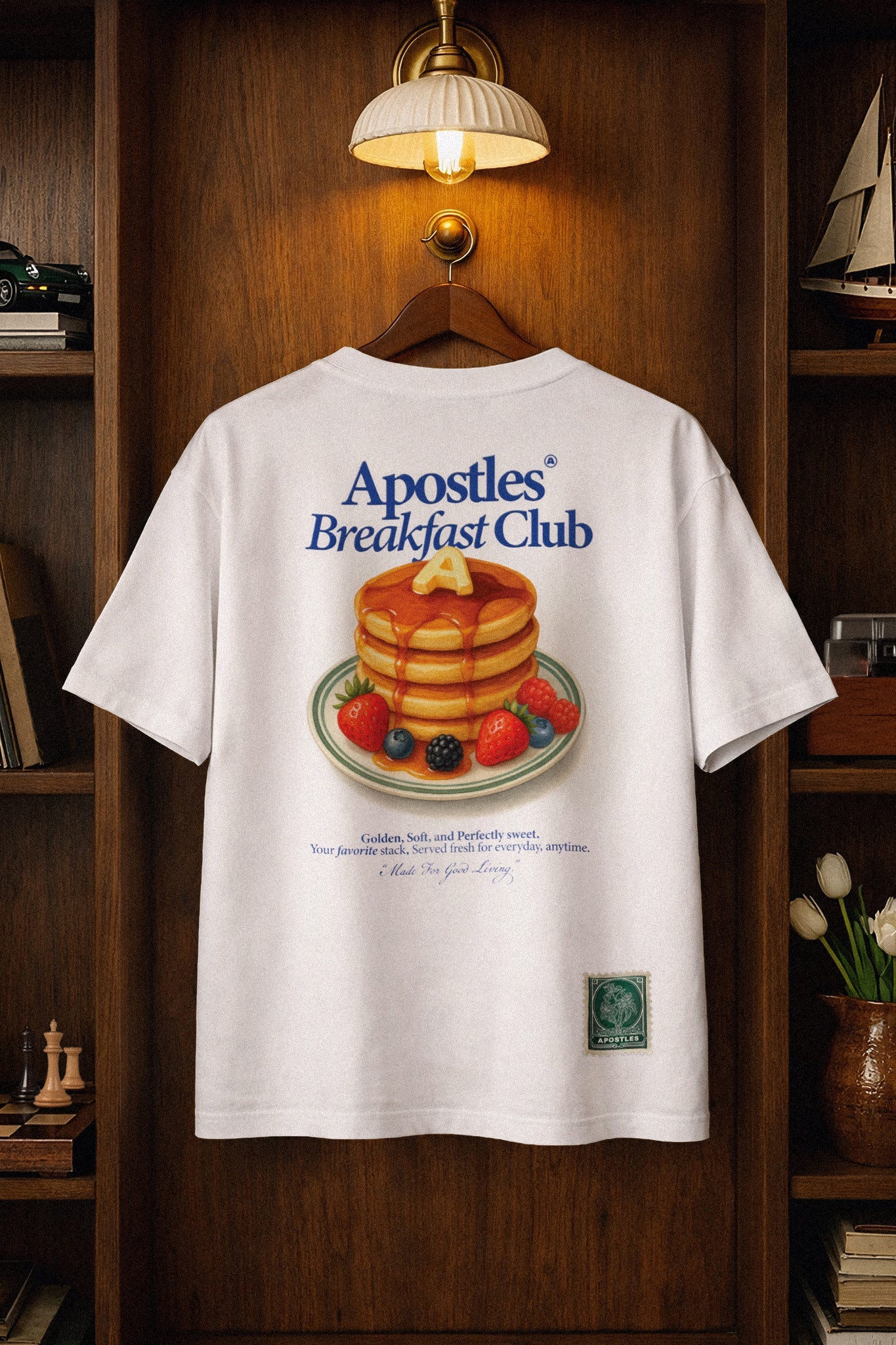 APOSTLES BREAKFAST CLUB GOLDEN STACK TEE – WHITE - GROGROCERY