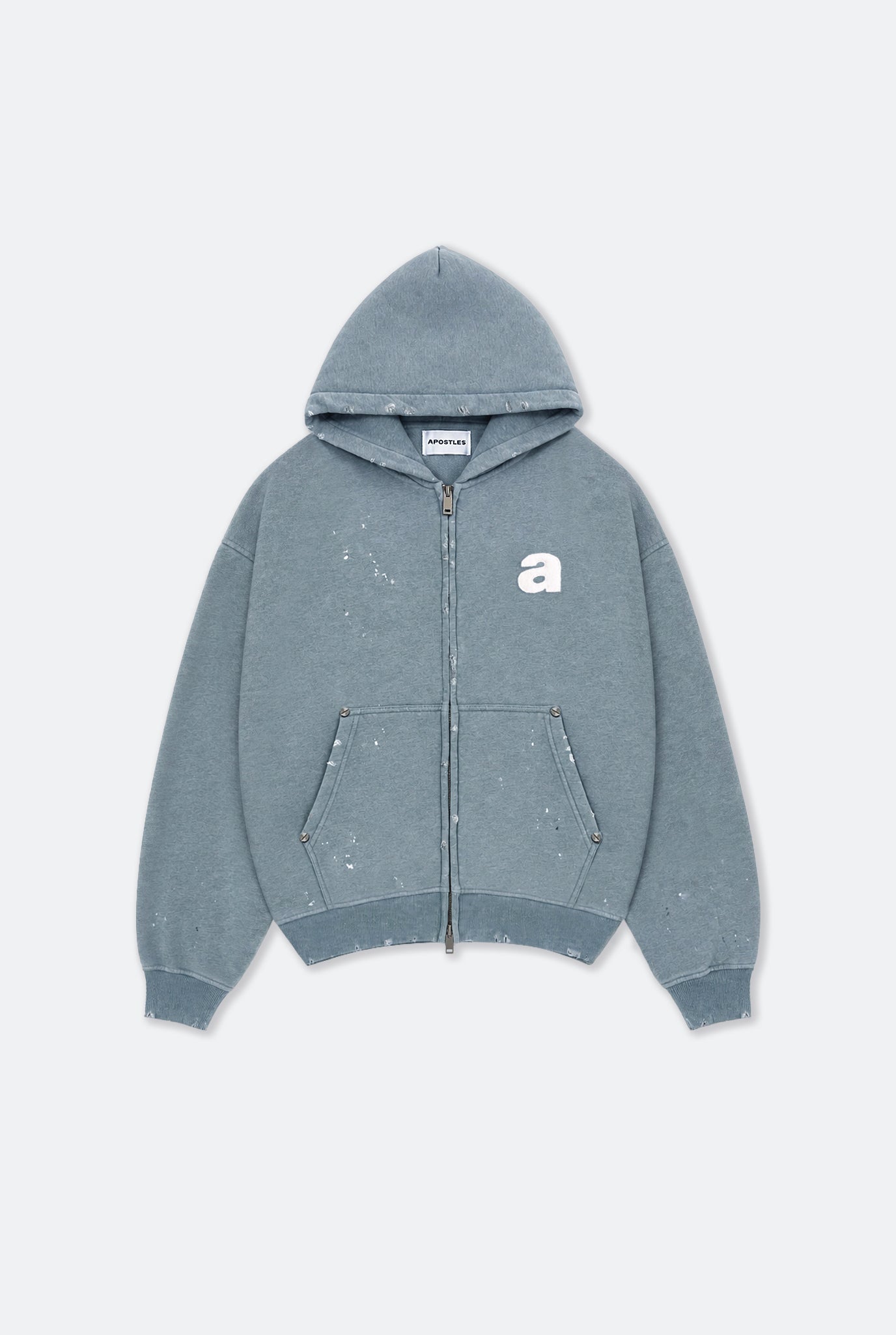 APOSTLES WASHED PATCH LOGO ZIP - UP HOODIE – STILLWATER - GROGROCERY