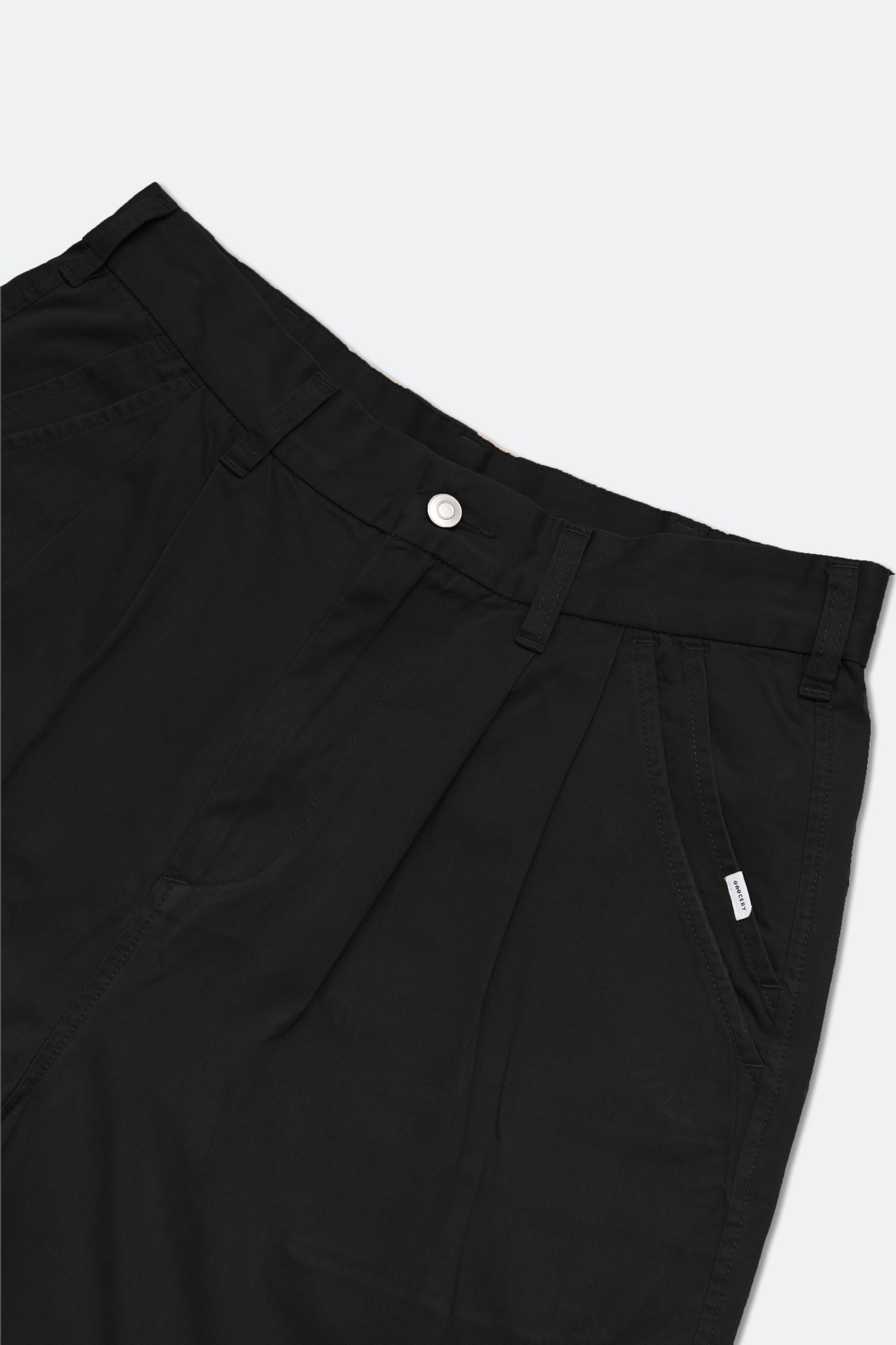GROCERY WASHED DOUBLE POCKET DISTRESSED CHINO SHORTS/ BLACK
