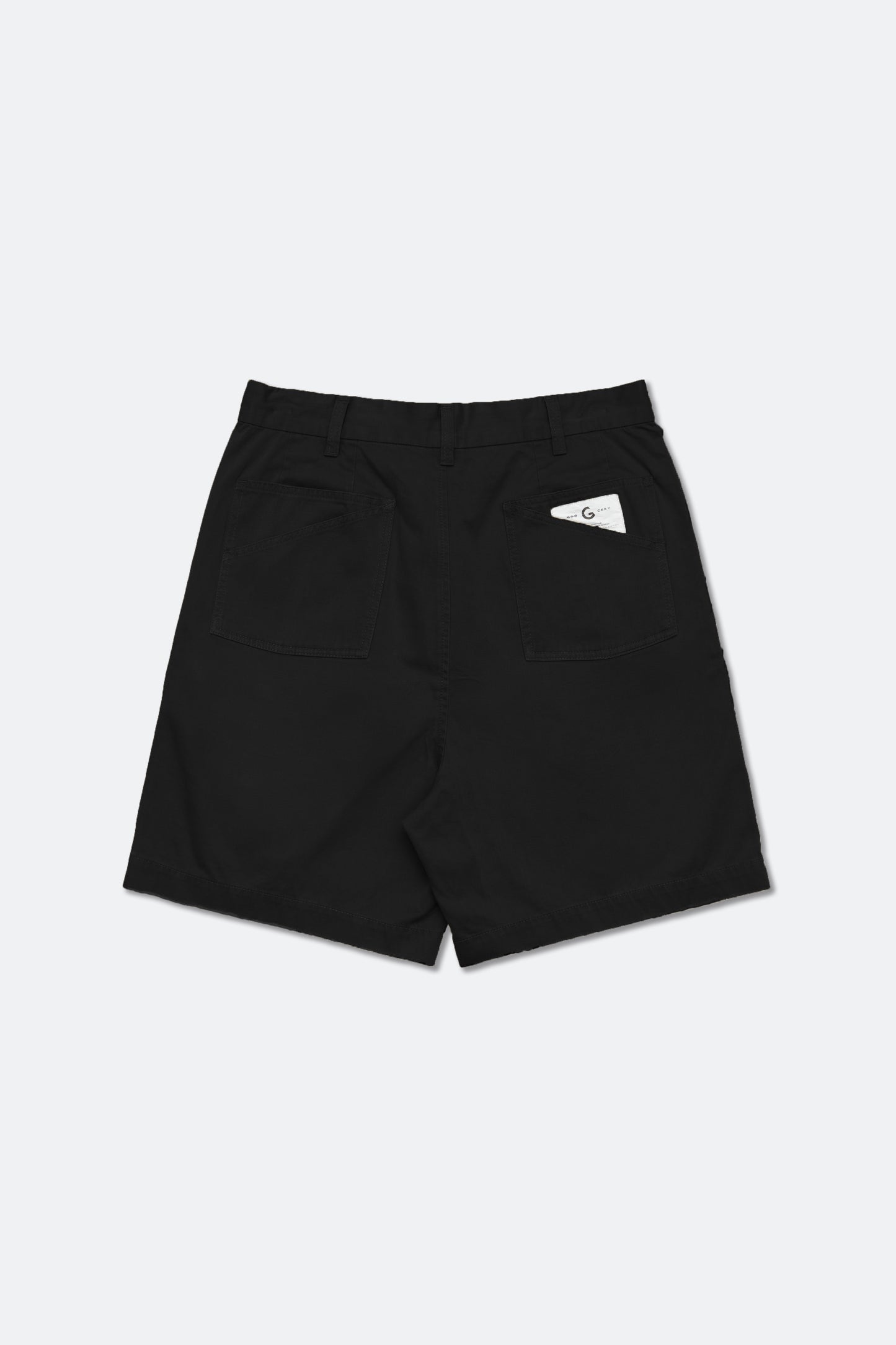 GROCERY WASHED DOUBLE POCKET DISTRESSED CHINO SHORTS/ BLACK