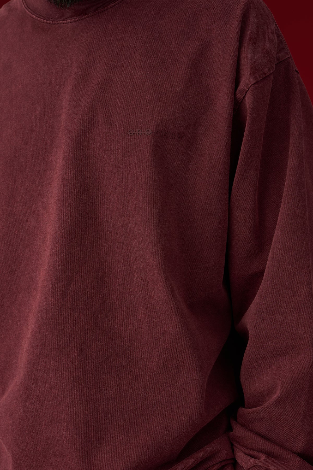 GROCERY BASIC WASHED LONG TOP/ BURGUNDY