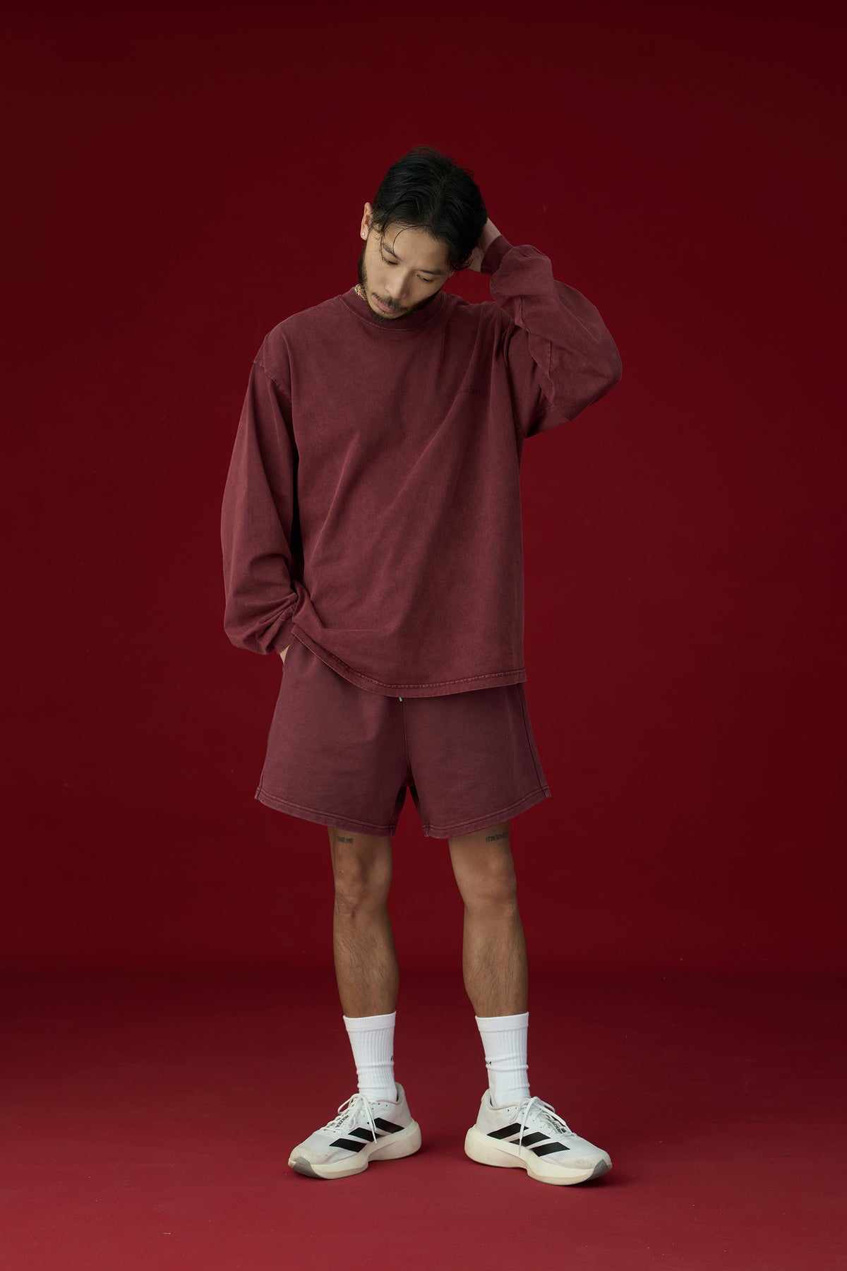 GROCERY BASIC WASHED LONG TOP/ BURGUNDY