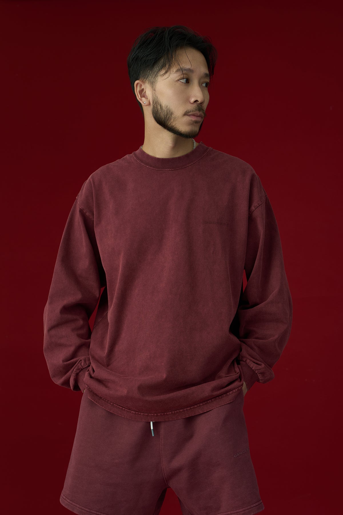 GROCERY BASIC WASHED LONG TOP/ BURGUNDY