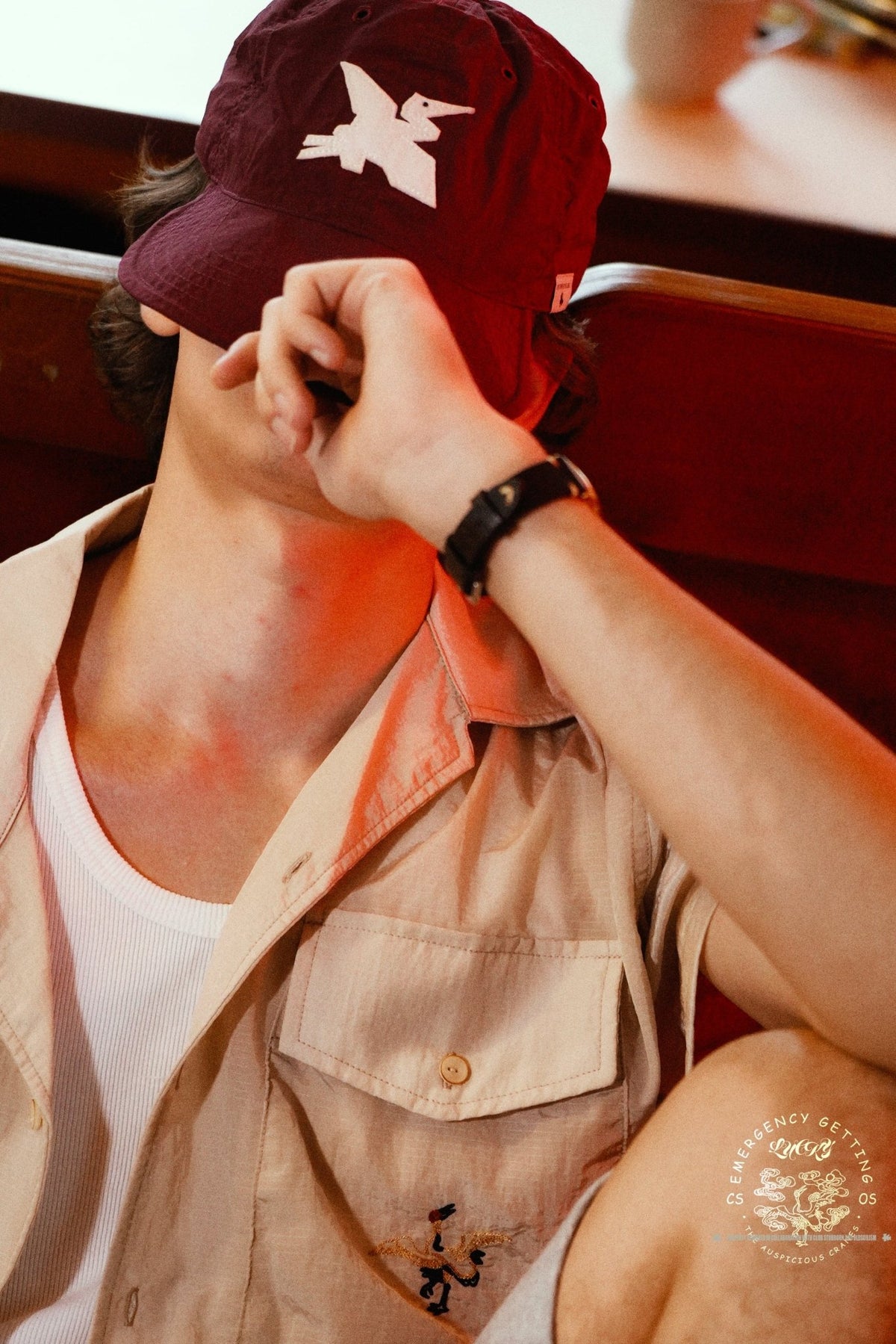 CLUB STUBBORN X OLDSOILISM GEOMETRIC CRANE CAP/ BURGUNDY - GROGROCERY
