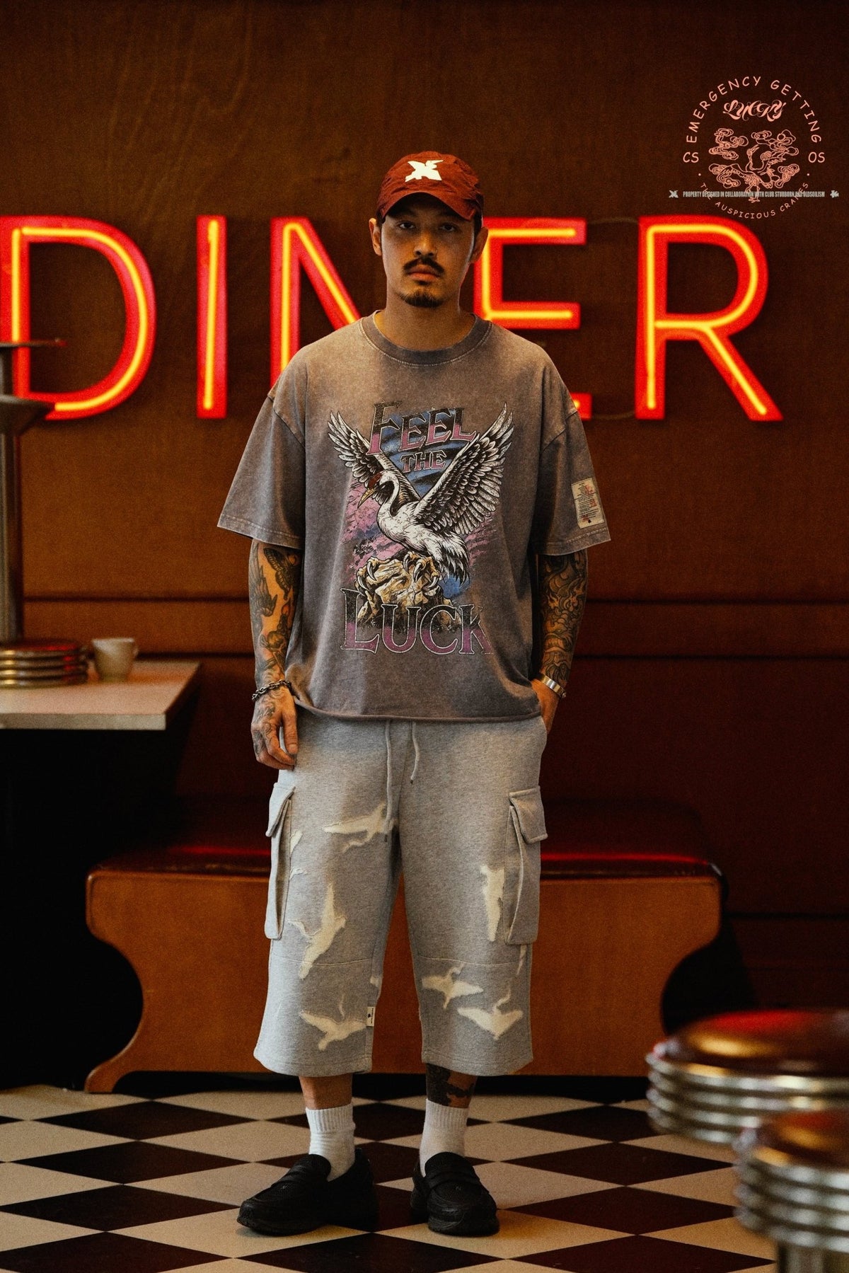 CLUB STUBBORN X OLDSOILISM M47 CROPPED SWEAT PANTS/ LASER CRANE GREY - GROGROCERY