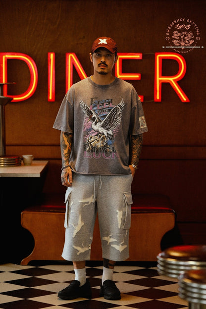 CLUB STUBBORN X OLDSOILISM M47 CROPPED SWEAT PANTS/ LASER CRANE GREY - GROGROCERY