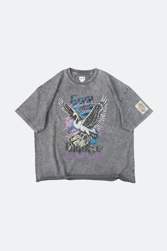 CLUB STUBBORN X OLDSOILISM THE LUCKY CRANE TEE/ WASHED GREY - GROGROCERY