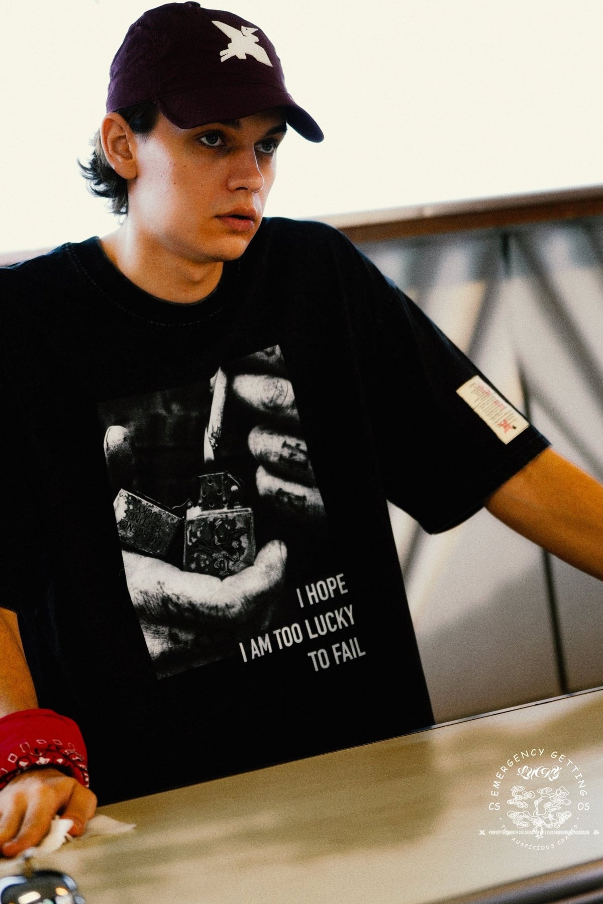 CLUB STUBBORN X OLDSOILISM THE LUCKY PHOTOPRINT TEE/ WASHED BLACK - GROGROCERY