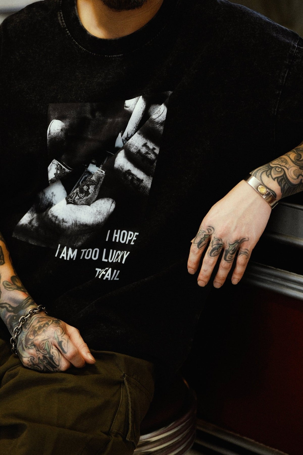 CLUB STUBBORN X OLDSOILISM THE LUCKY PHOTOPRINT TEE/ WASHED BLACK - GROGROCERY