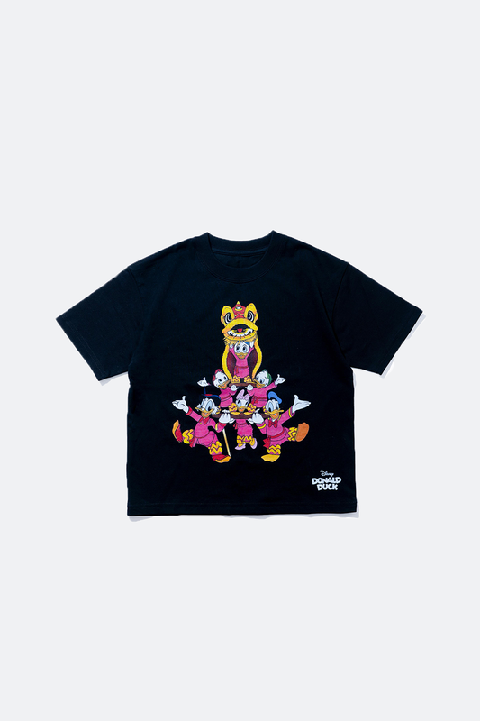 URDU X NEEDLESS DONALD DUCK「醒獅疊羅漢」KIDS TEE/ BLACK
