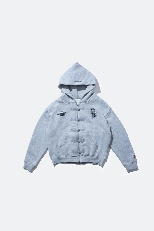URDU X NEEDLESS DONALD DUCK KUNG FU KIDS ZIP UP HOODIE/ GREY