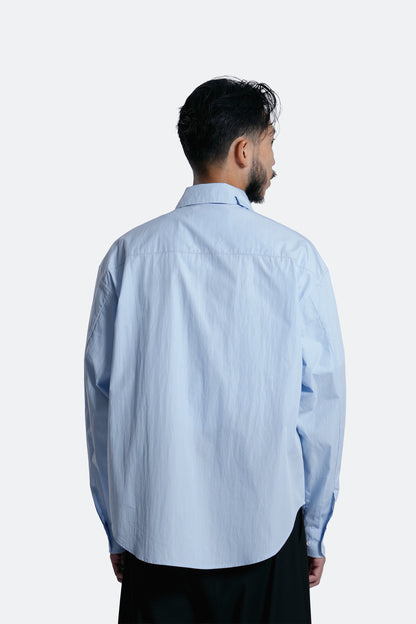 (empty) manual co. curved placket long sleeve shirt/ mellow blue