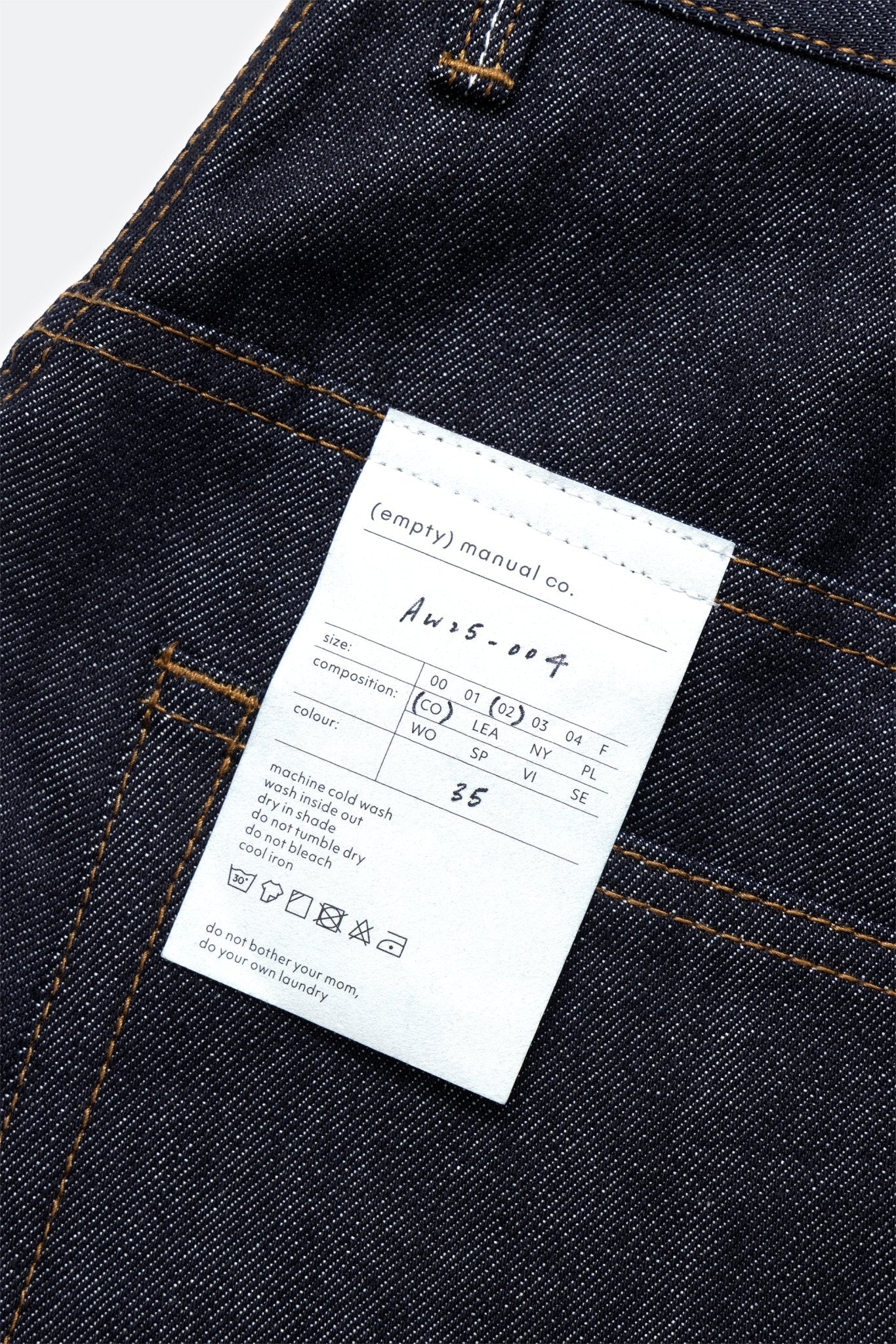 (empty) manual co. 3D raw denim jeans/ indigo blue - GROGROCERY