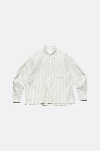 (empty) manual co. all day shirt/ ivory & green stripe - GROGROCERY