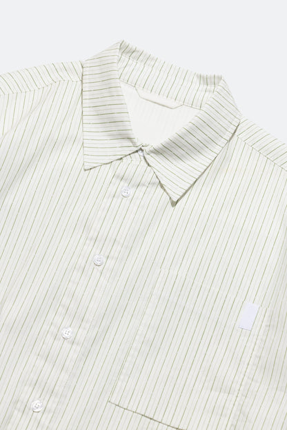 (empty) manual co. all day shirt/ ivory & green stripe - GROGROCERY