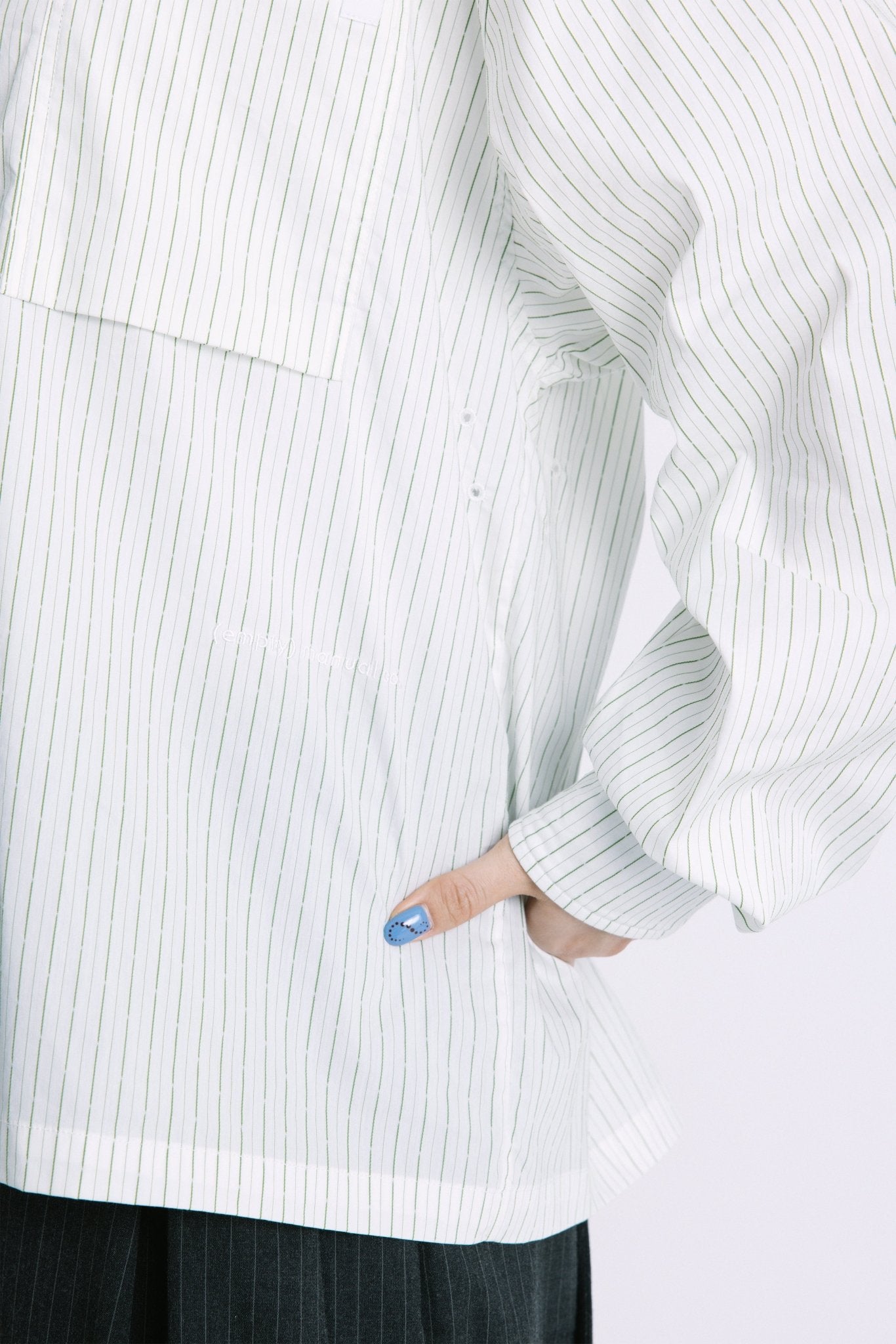 (empty) manual co. all day shirt/ ivory & green stripe - GROGROCERY