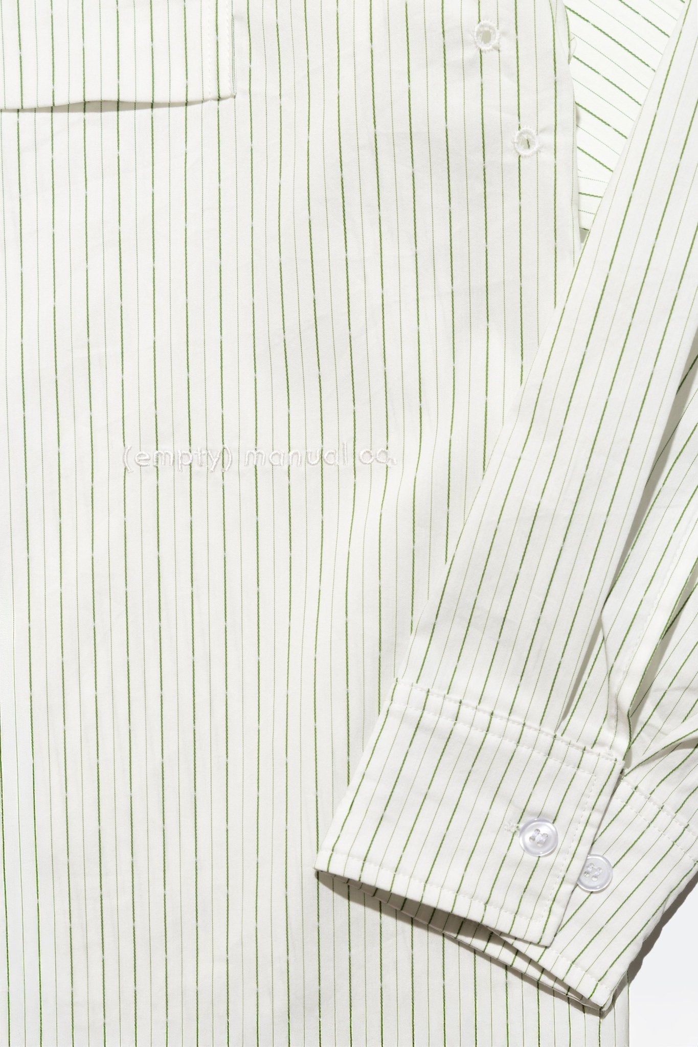 (empty) manual co. all day shirt/ ivory & green stripe - GROGROCERY