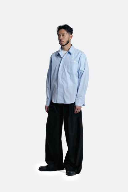 (empty) manual co. curved placket long sleeve shirt/ mellow blue - GROGROCERY