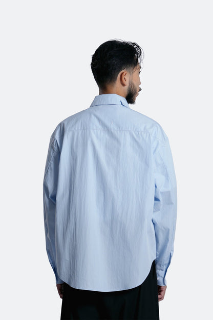 (empty) manual co. curved placket long sleeve shirt/ mellow blue - GROGROCERY