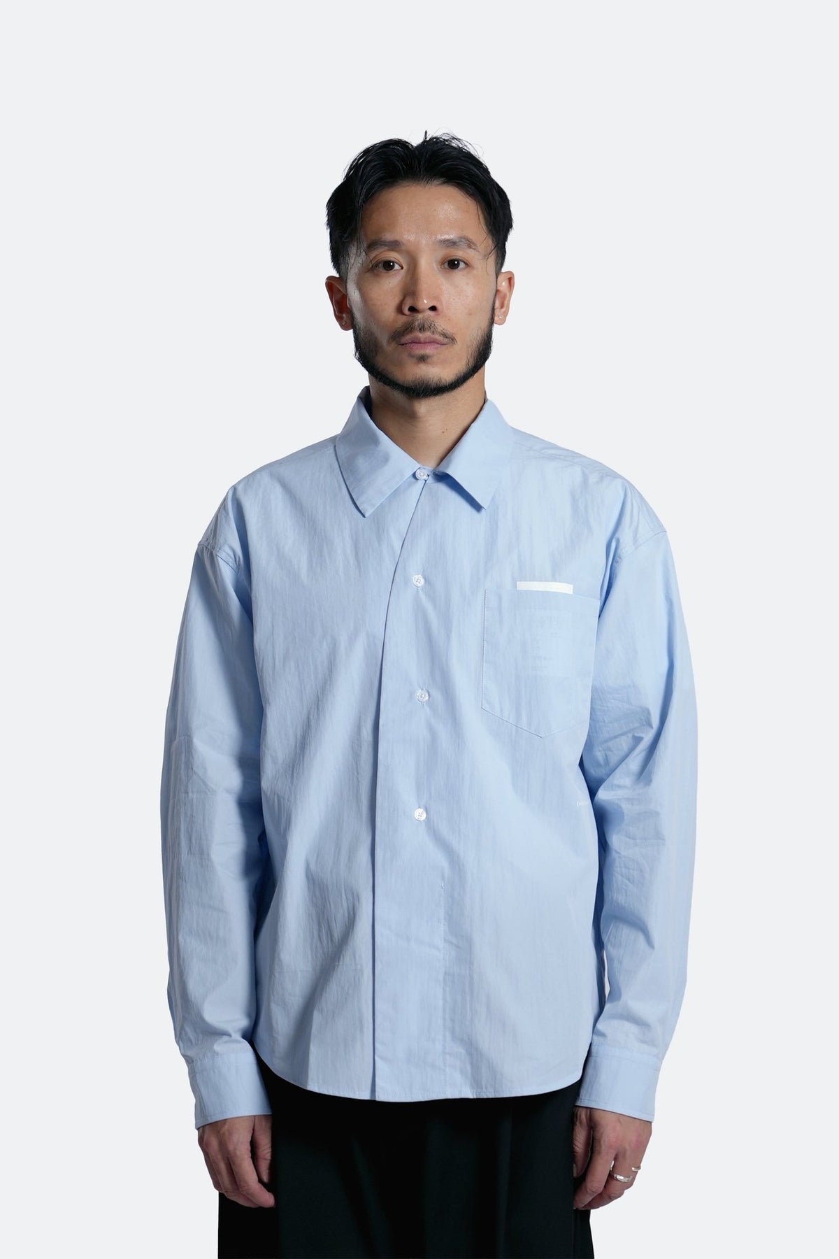 (empty) manual co. curved placket long sleeve shirt/ mellow blue - GROGROCERY
