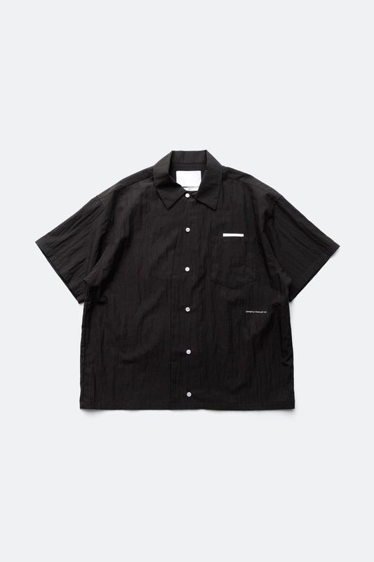 (empty) manual co. curved placket short sleeve shirt/ charcoal grey - GROGROCERY