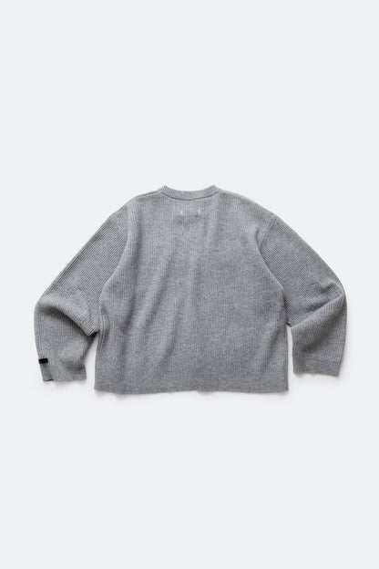 (empty) manual co. darning elbow wool pullover/ marl grey - GROGROCERY