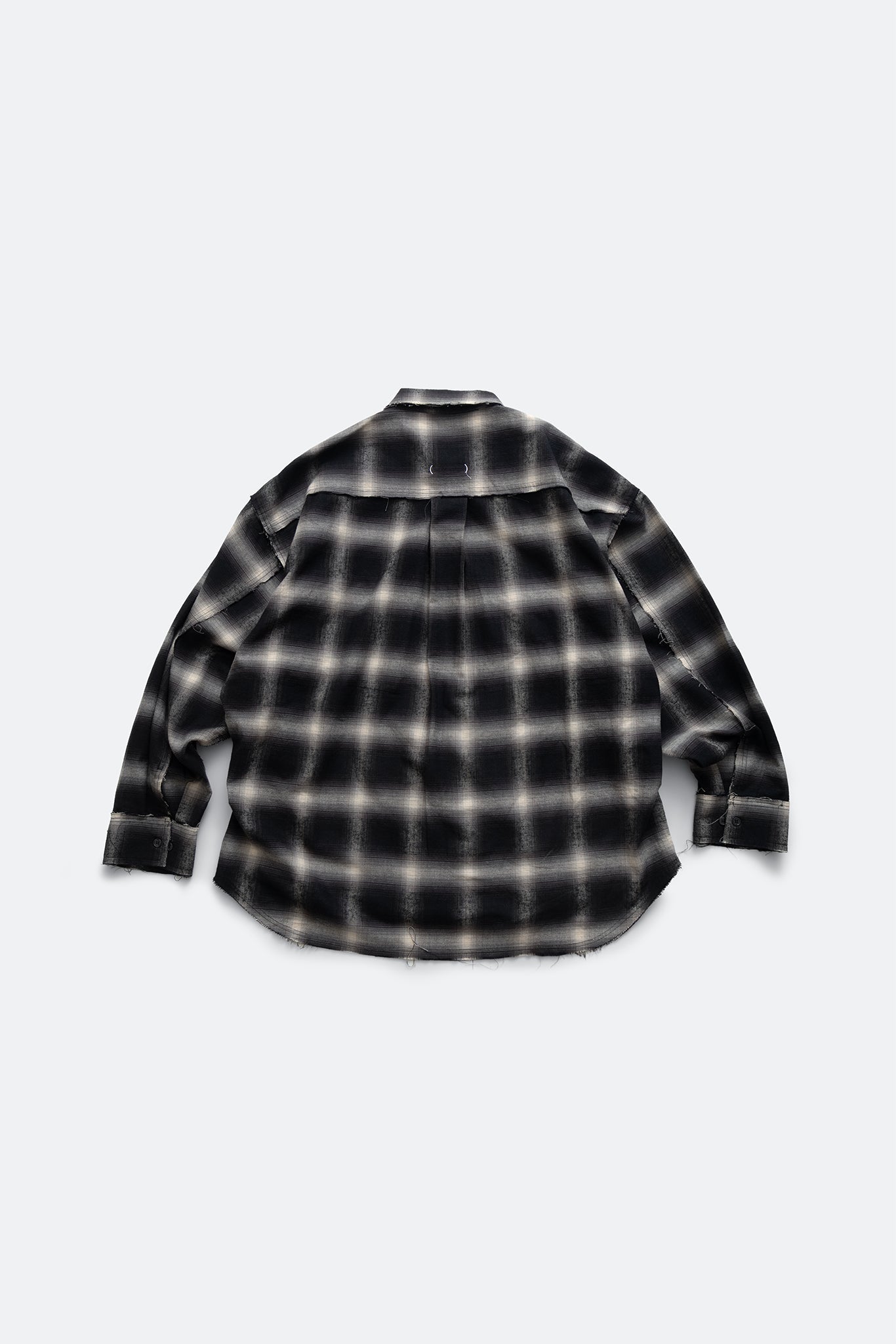 (empty) manual co. distressed ombre check shirt/ black & white - GROGROCERY