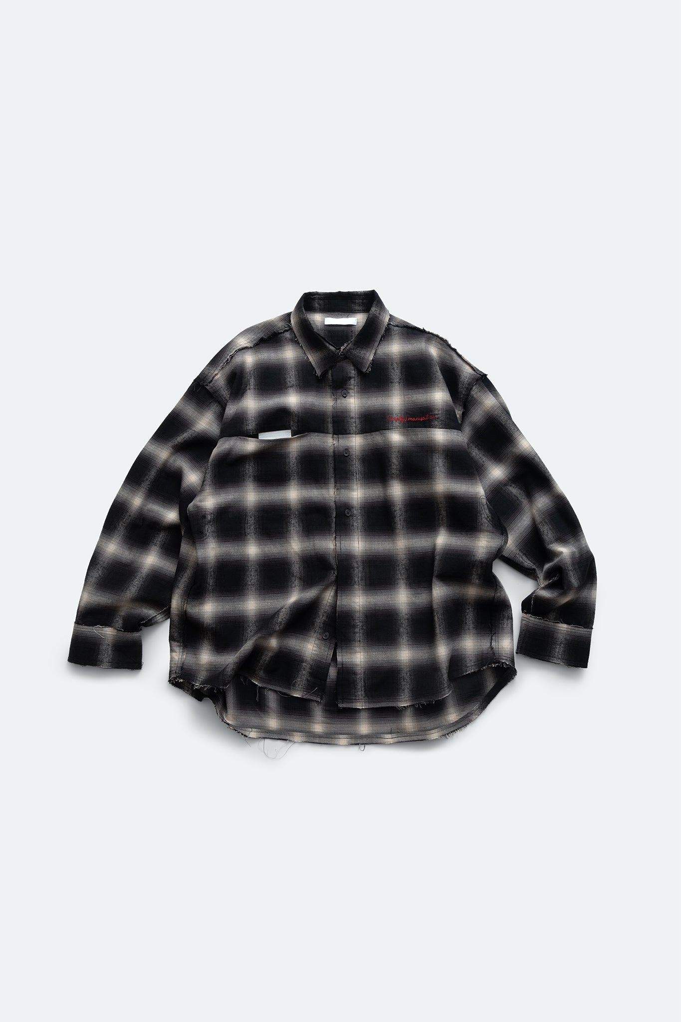 (empty) manual co. distressed ombre check shirt/ black & white - GROGROCERY