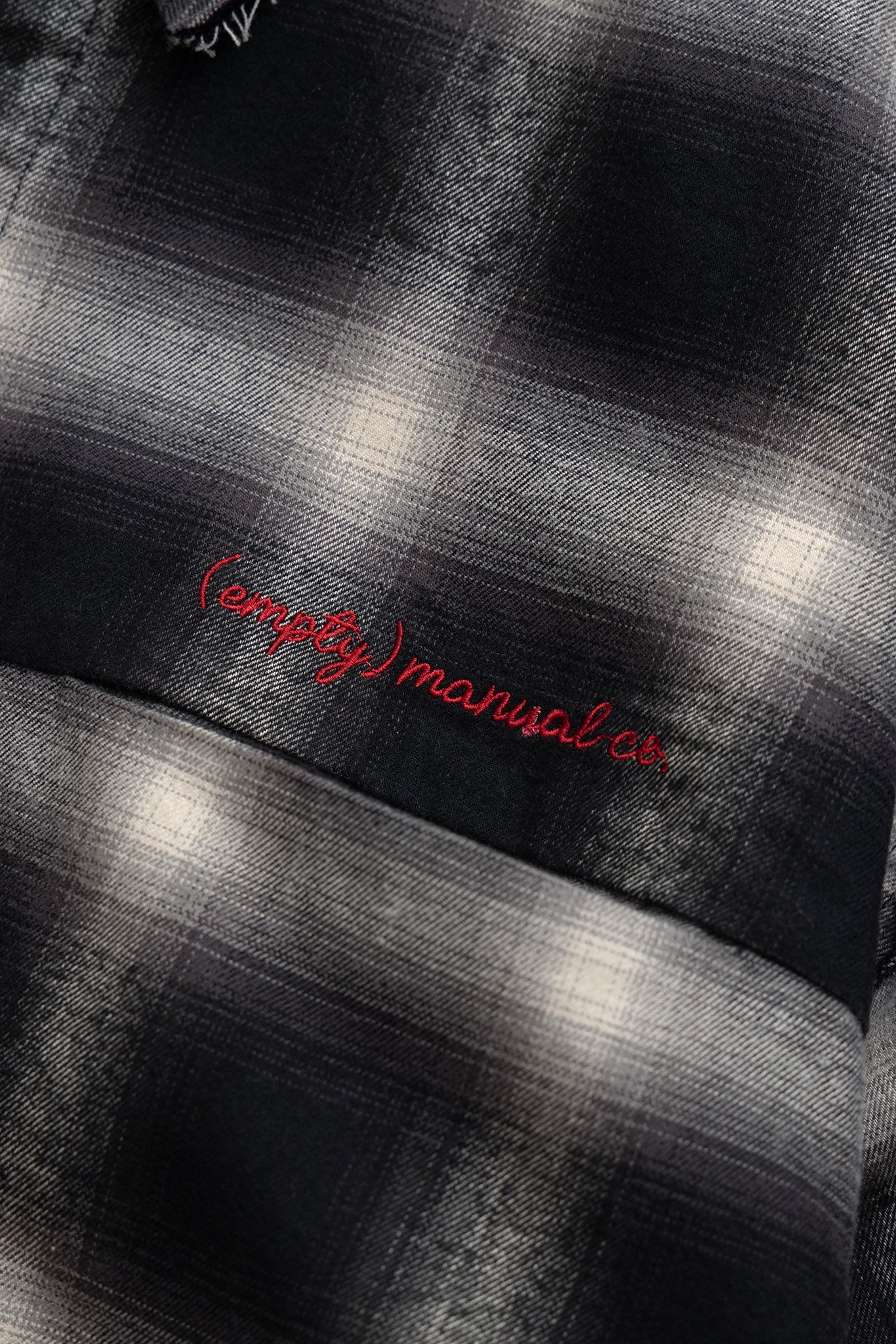 (empty) manual co. distressed ombre check shirt/ black & white - GROGROCERY