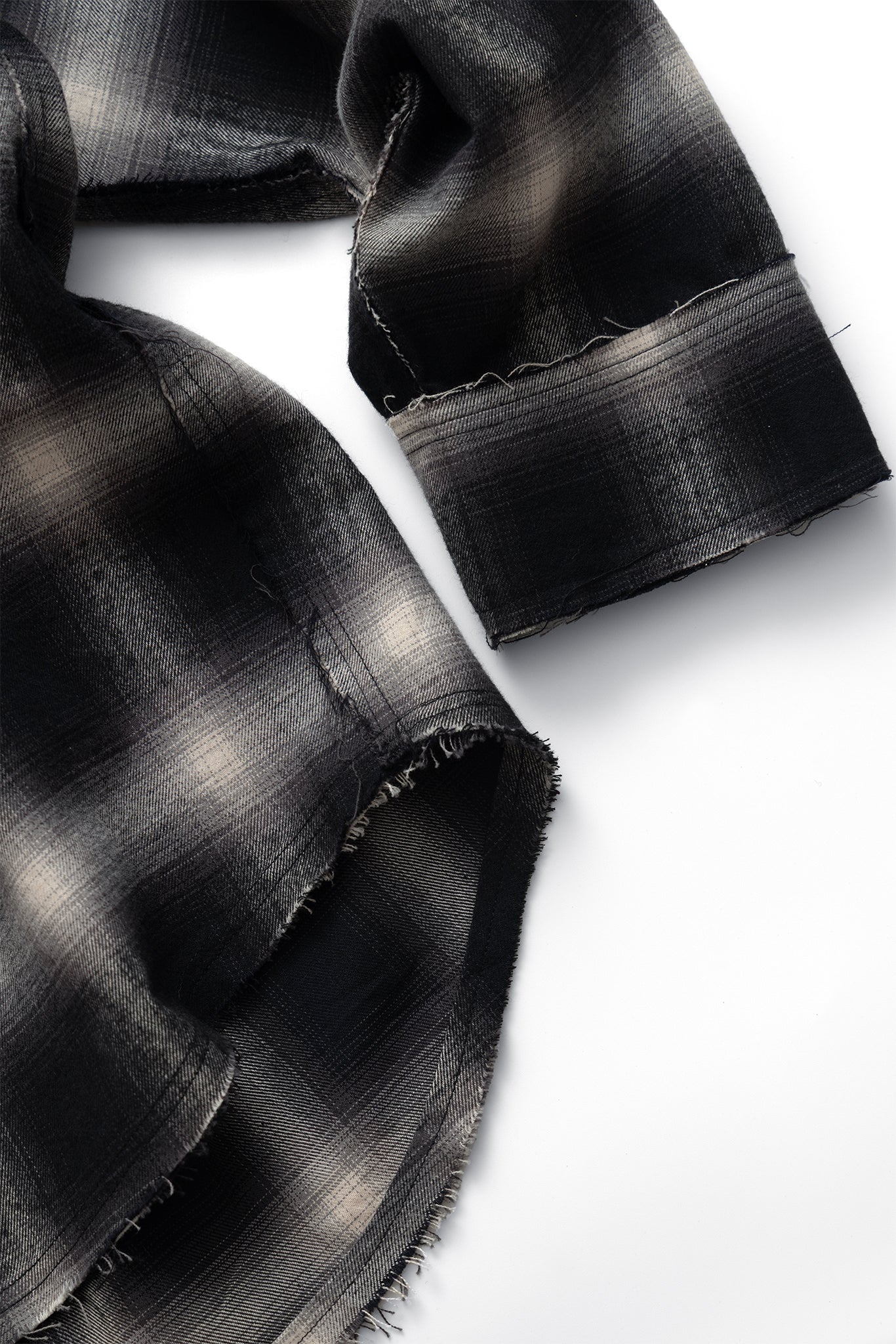 (empty) manual co. distressed ombre check shirt/ black & white - GROGROCERY