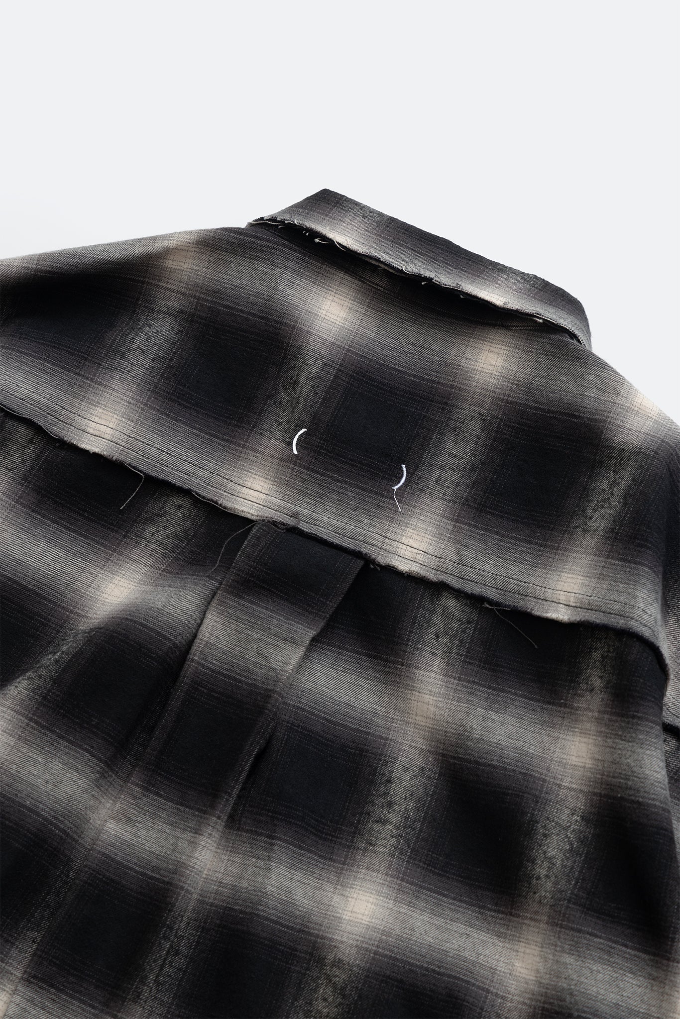 (empty) manual co. distressed ombre check shirt/ black & white - GROGROCERY