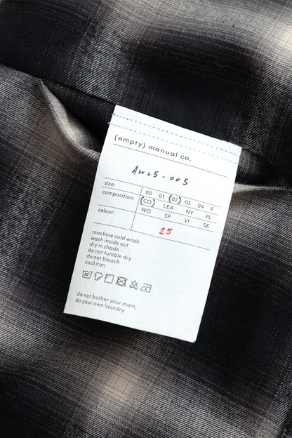 (empty) manual co. distressed ombre check shirt/ black & white - GROGROCERY