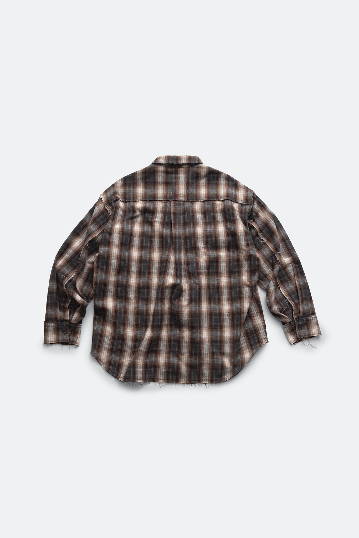 (empty) manual co. distressed ombre check shirt/ brown, grey & white - GROGROCERY