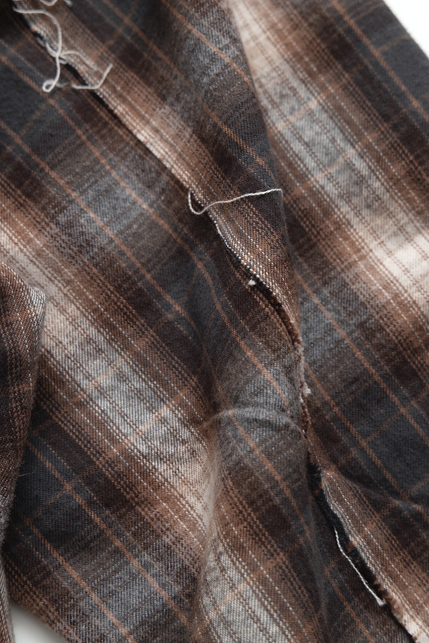 (empty) manual co. distressed ombre check shirt/ brown, grey & white - GROGROCERY