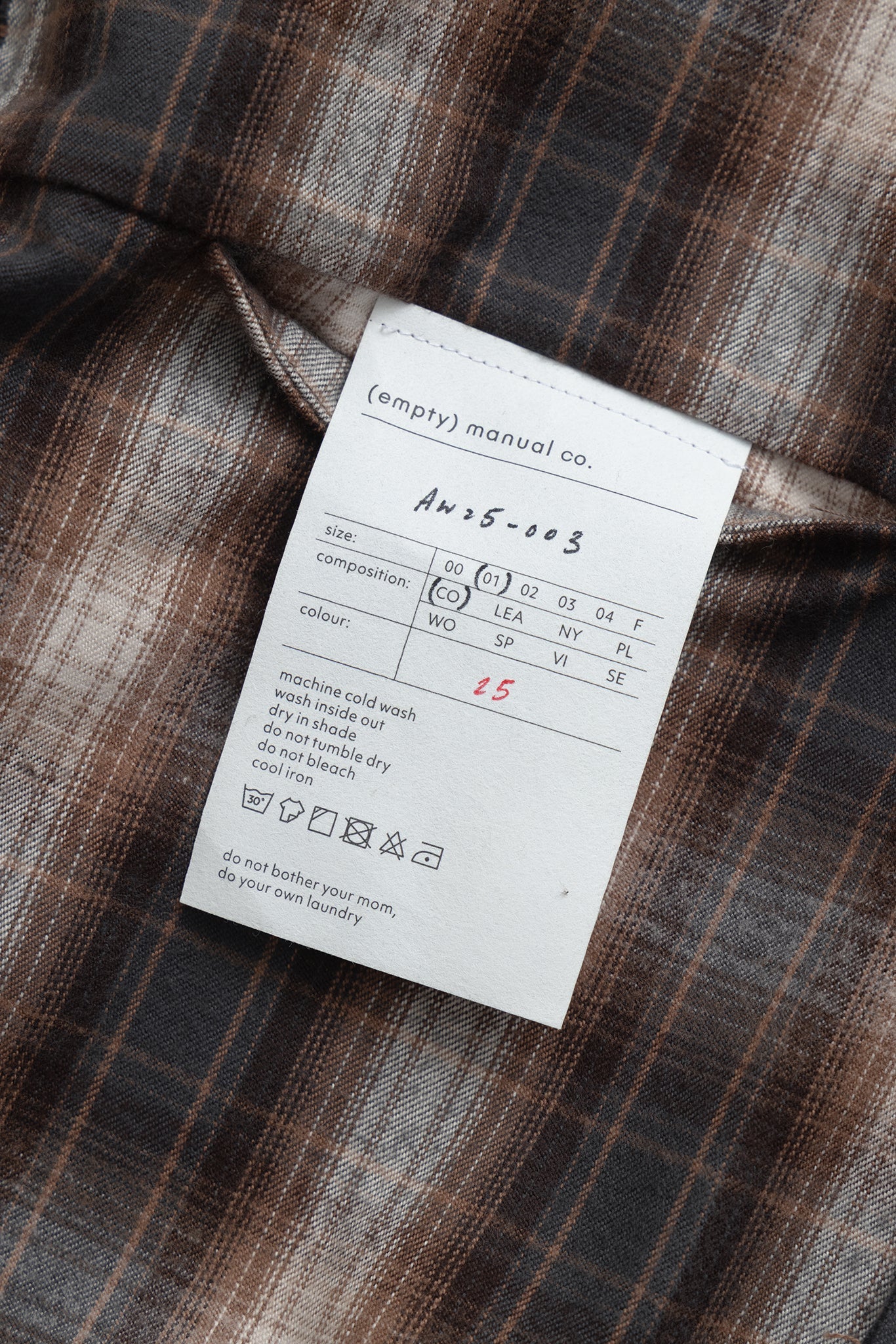 (empty) manual co. distressed ombre check shirt/ brown, grey & white - GROGROCERY