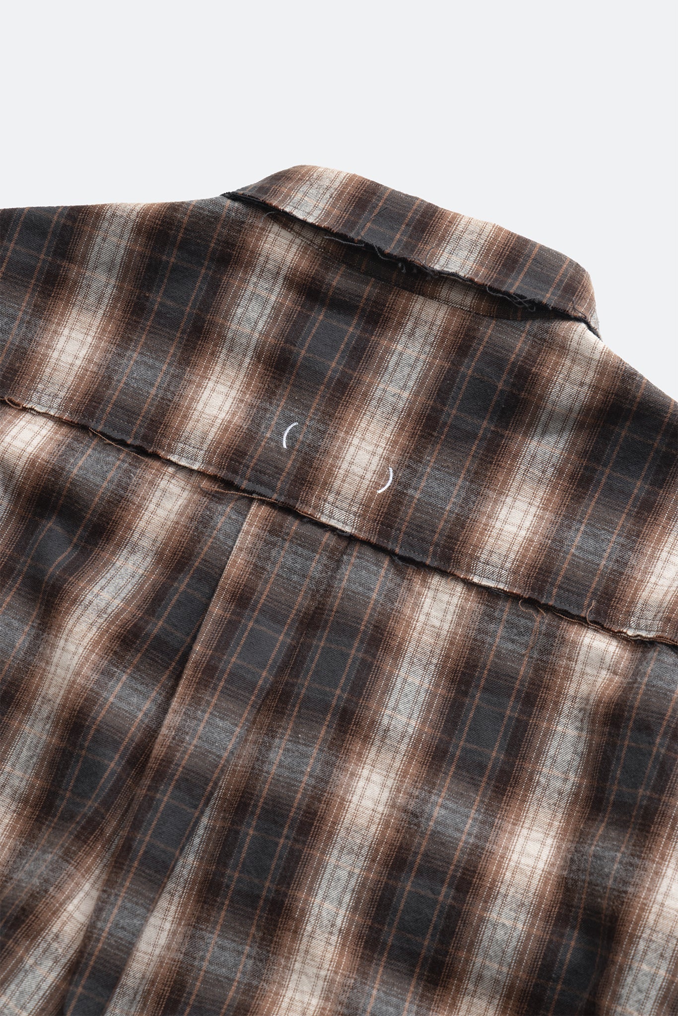(empty) manual co. distressed ombre check shirt/ brown, grey & white - GROGROCERY