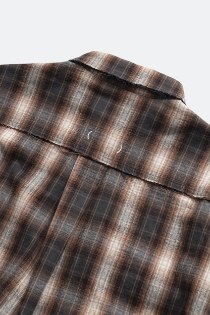 (empty) manual co. distressed ombre check shirt/ brown, grey & white - GROGROCERY