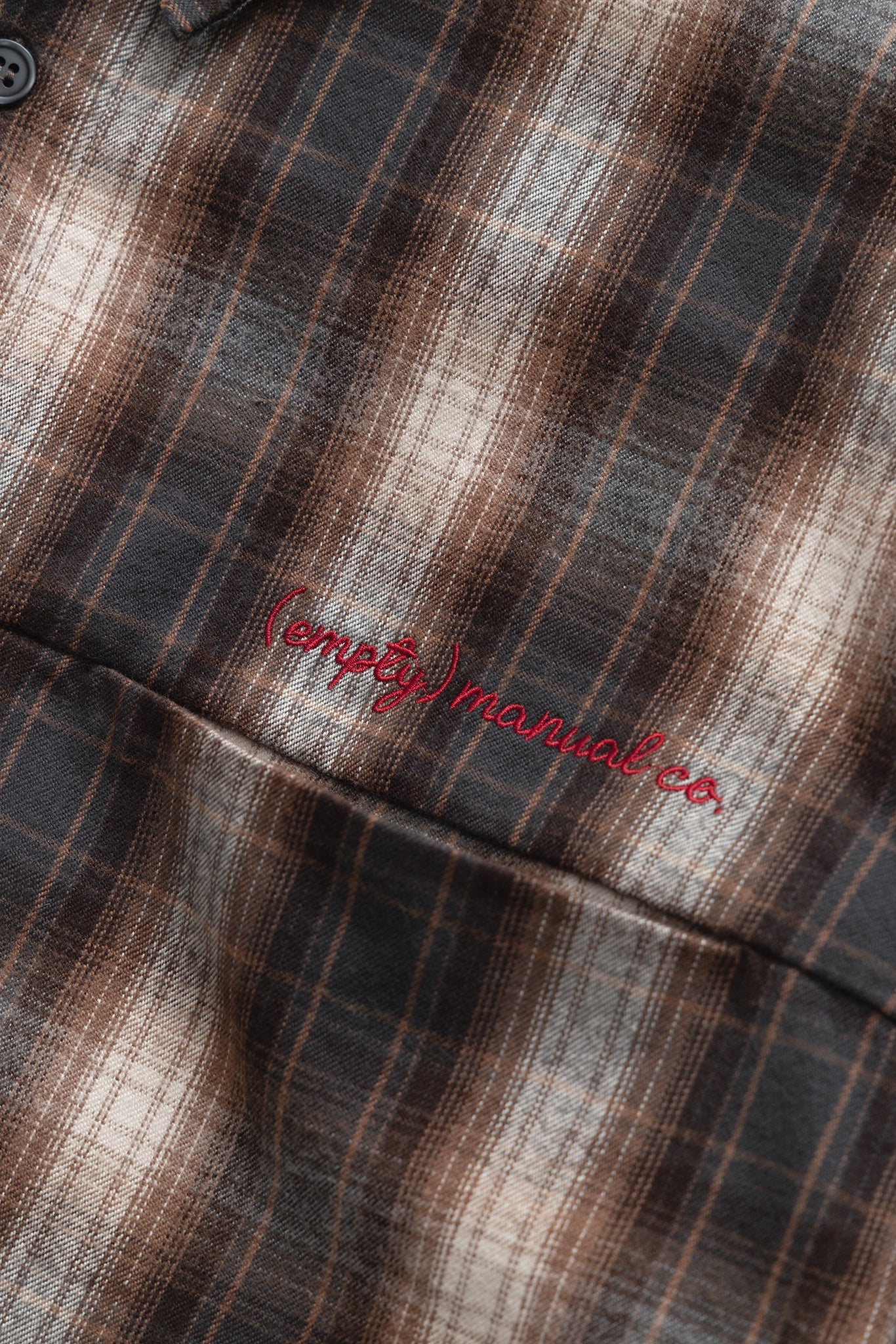 (empty) manual co. distressed ombre check shirt/ brown, grey & white - GROGROCERY