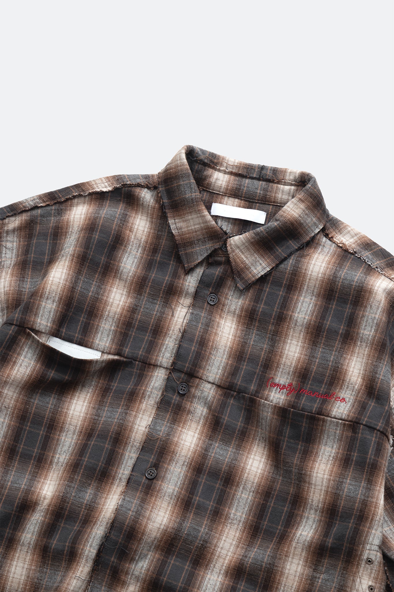 (empty) manual co. distressed ombre check shirt/ brown, grey & white - GROGROCERY