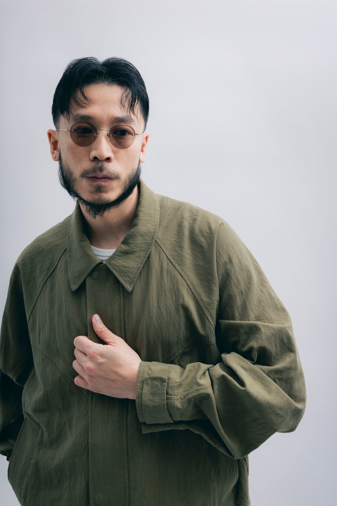 (empty) manual co. panelled blouson jacket/ army green - GROGROCERY