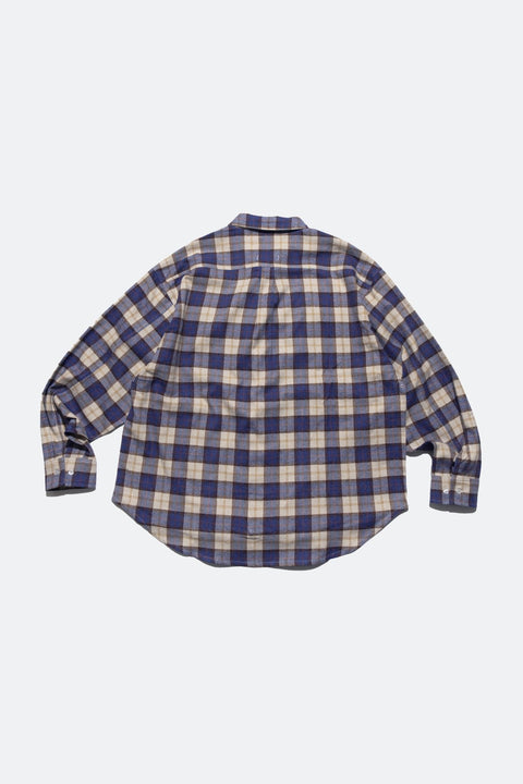 (empty) manual co. quadruple pockets checker shirt/ blue & merino checker - GROGROCERY