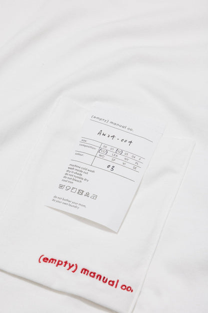 (empty) manual co. red embroidery L/S tee/ white - GROGROCERY
